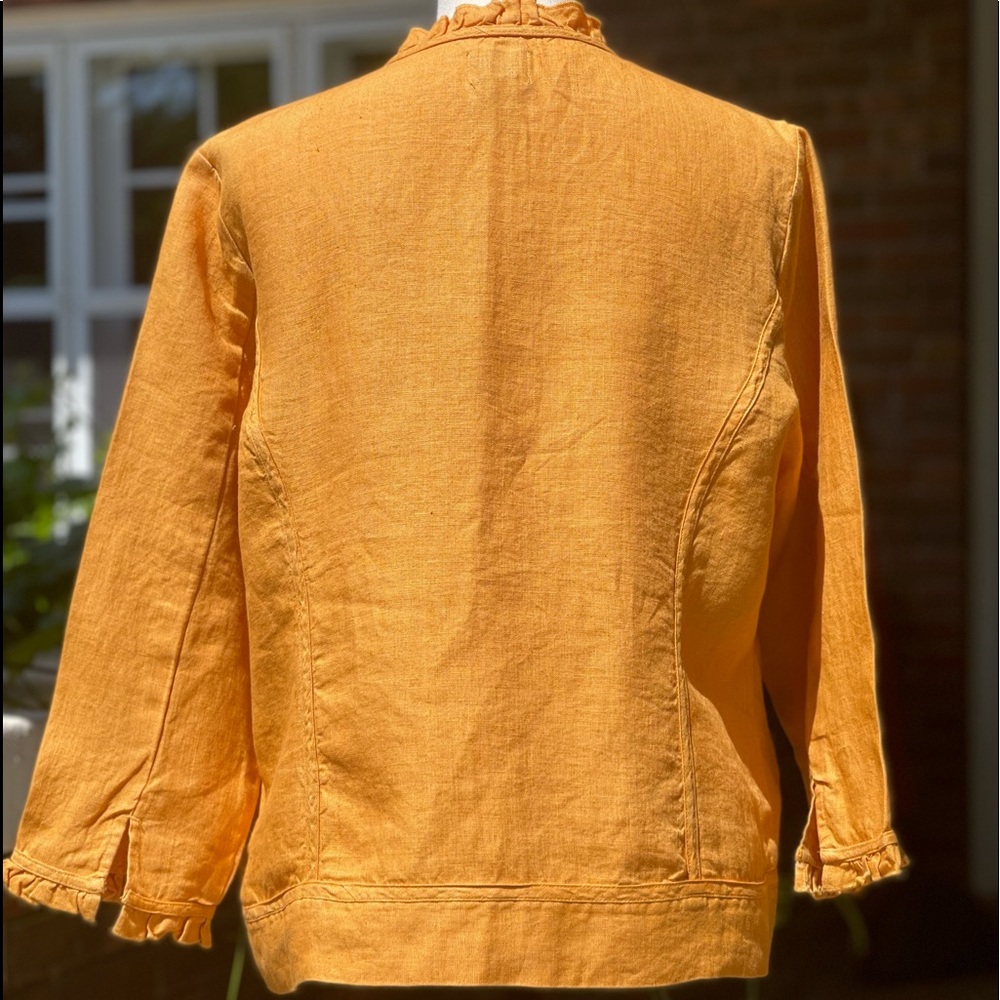 Linen Ruffle Trim Jacket - Picture 2 of 10